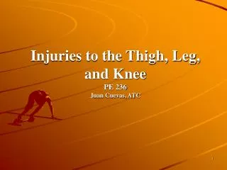 Injuries to the Thigh, Leg, and Knee PE 236 Juan Cuevas, ATC