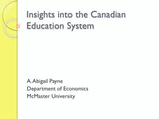 Insights into the Canadian Education System