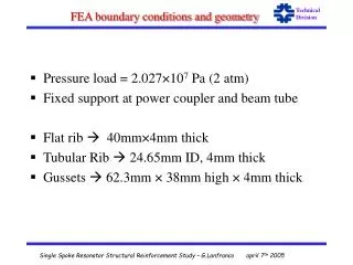 FEA boundary conditions and geometry