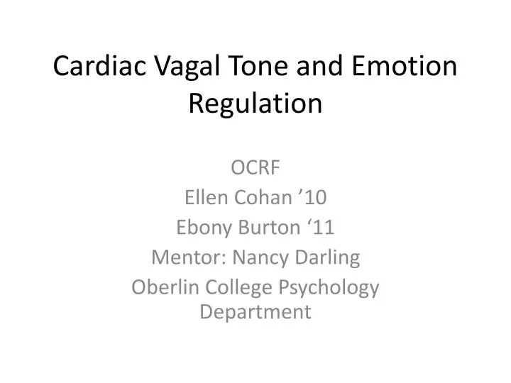 cardiac vagal tone and emotion regulation