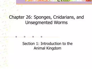 Chapter 26: Sponges, Cnidarians, and Unsegmented Worms