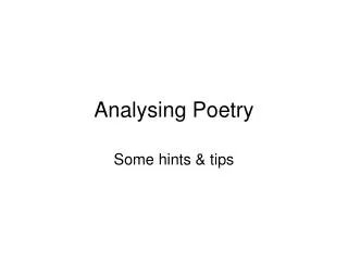 Analysing Poetry