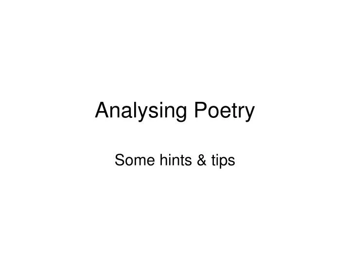 analysing poetry