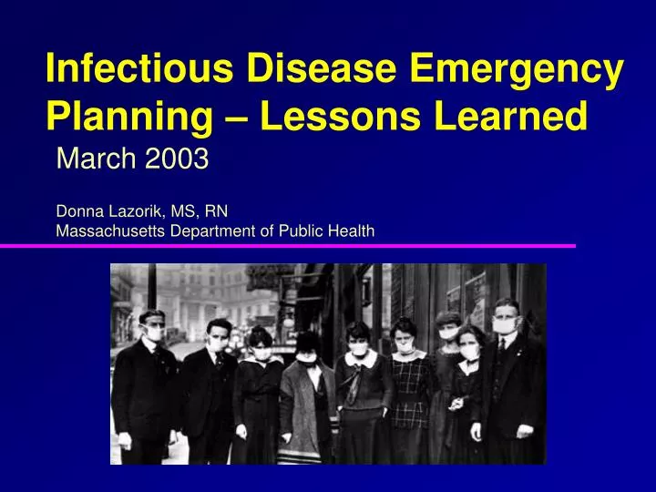 infectious disease emergency planning lessons learned