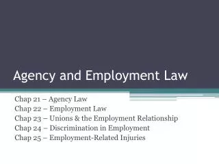 Agency and Employment Law