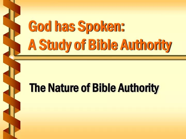 god has spoken a study of bible authority