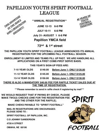 PAPILLION YOUTH SPIRIT FOOTBALL LEAGUE