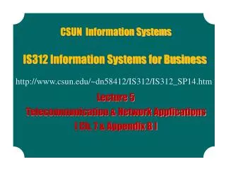 IS312 Information Systems for Business