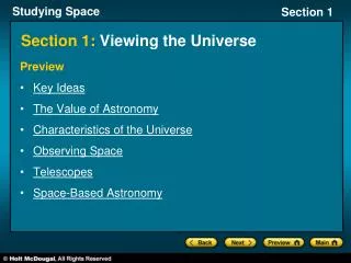 Section 1: Viewing the Universe