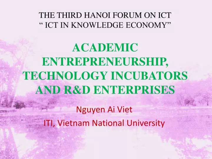 academic entrepreneurship technology incubators and r d enterprises