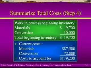 Summarize Total Costs (Step 4)