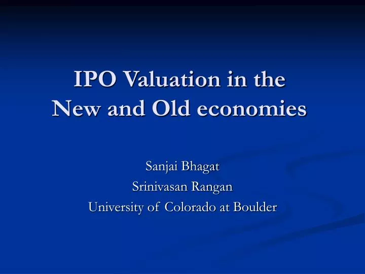 ipo valuation in the new and old economies