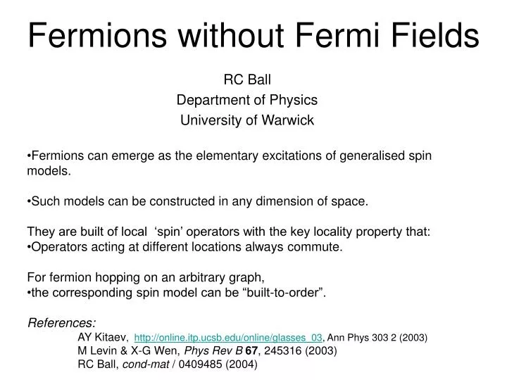 fermions without fermi fields