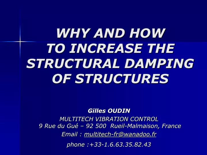 why and how to increase the structural damping of structures