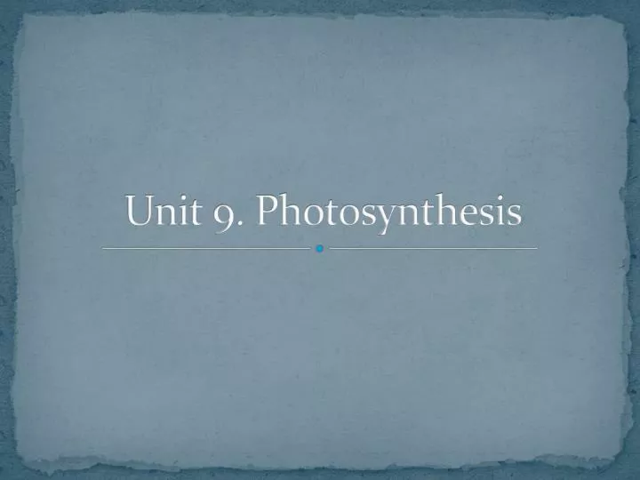 unit 9 photosynthesis