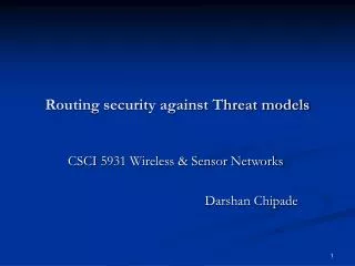 Routing security against Threat models