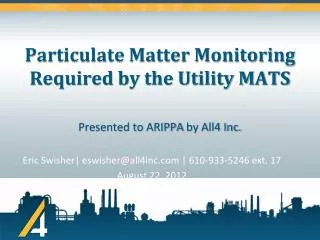 Particulate Matter Monitoring Required by the Utility MATS