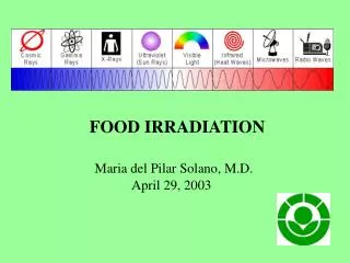 FOOD IRRADIATION Maria del Pilar Solano, M.D. April 29, 2003