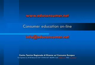 educonsumer Consumer education on-line info@educonsumer