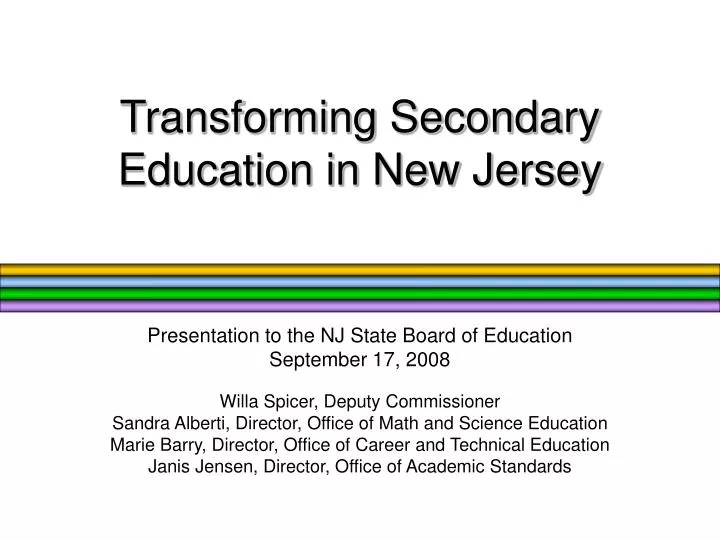 transforming secondary education in new jersey