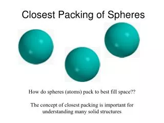 Closest Packing of Spheres