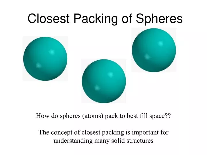 closest packing of spheres