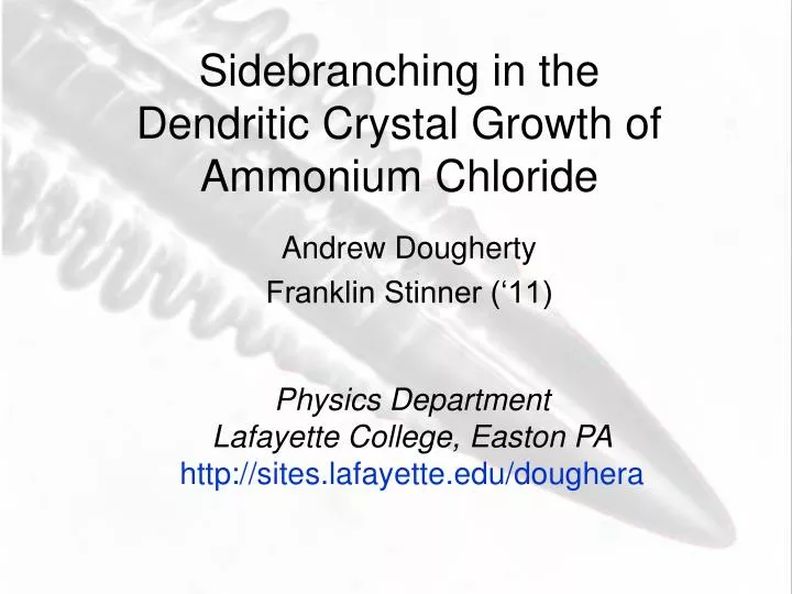 sidebranching in the dendritic crystal growth of ammonium chloride