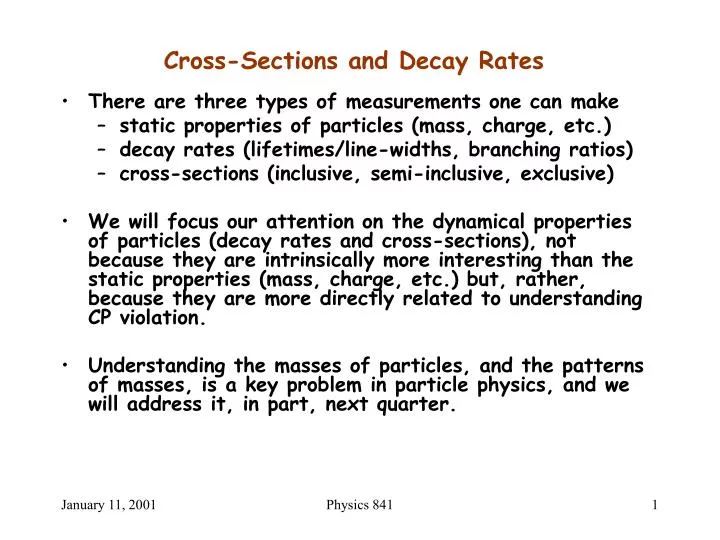 cross sections and decay rates