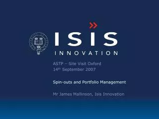 Isis Innovation - technology transfer