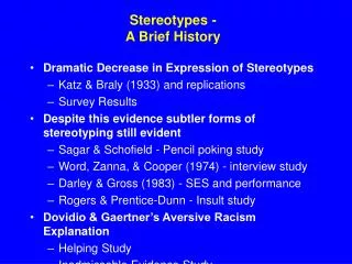 Stereotypes - A Brief History