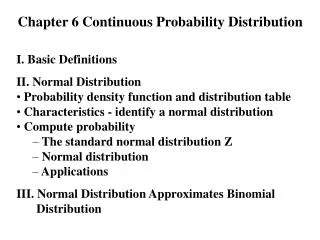 Chapter 6 Continuous Probability Distribution