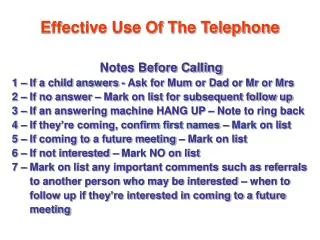 Effective Use Of The Telephone