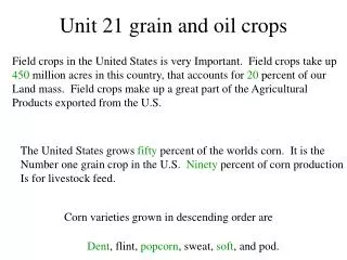 Unit 21 grain and oil crops
