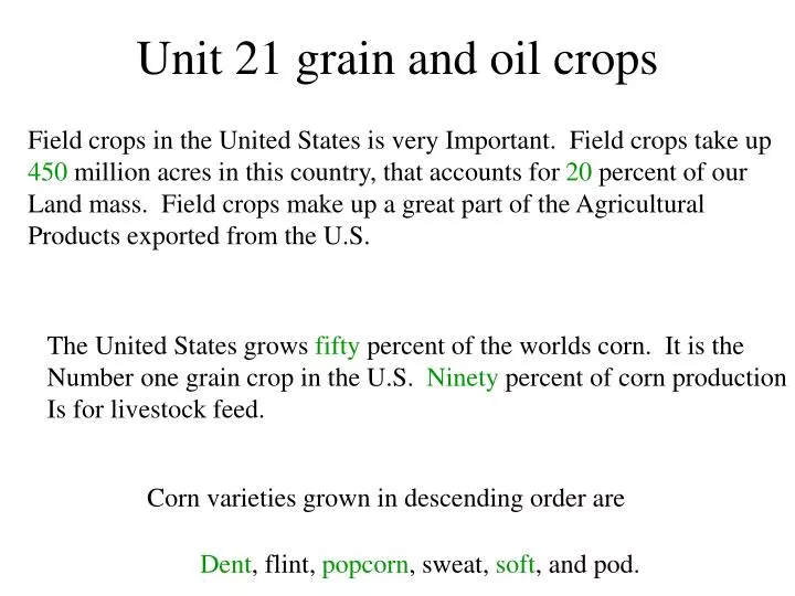 unit 21 grain and oil crops