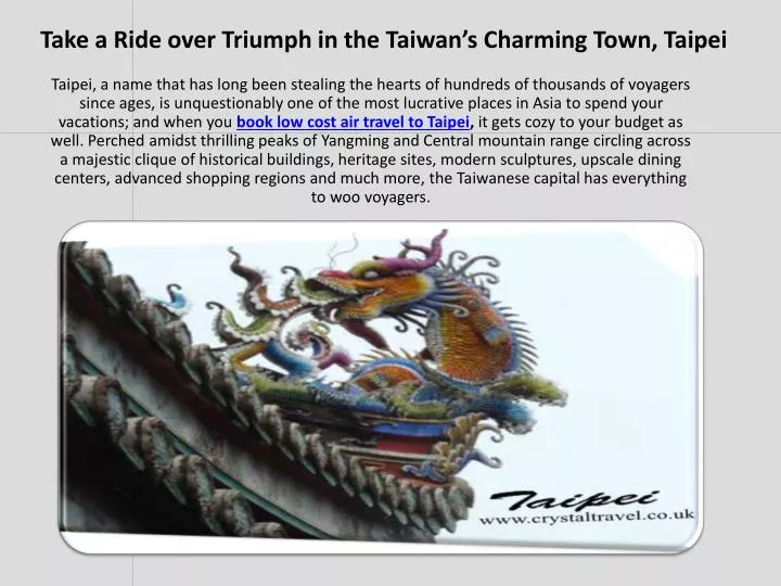 take a ride over triumph in the taiwan s charming town taipei
