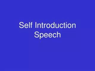 Self Introduction Speech