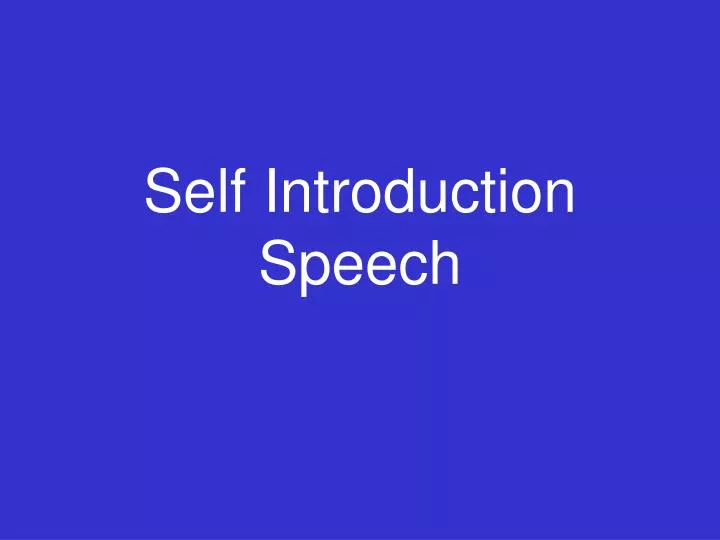 self introduction speech