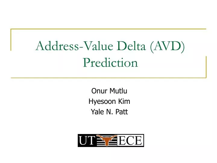 address value delta avd prediction