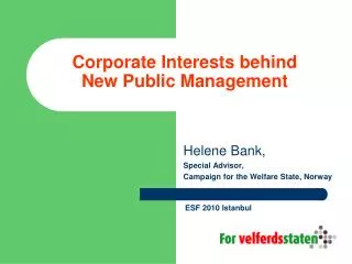 Corporate Interests behind New Public Management