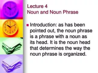Lecture 4 Noun and Noun Phrase