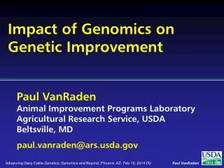 Impact of Genomics on Genetic Improvement