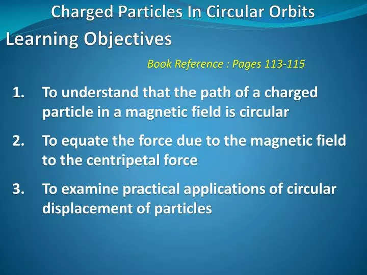 charged particles in circular orbits