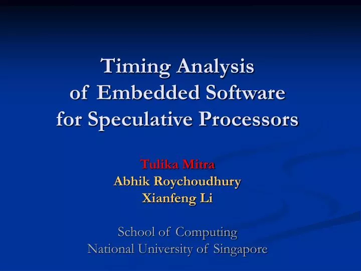timing analysis of embedded software for speculative processors