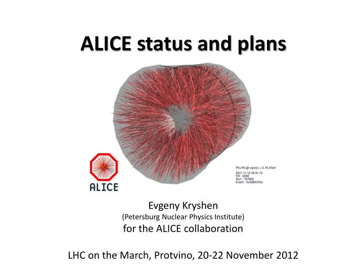 alice status and plans