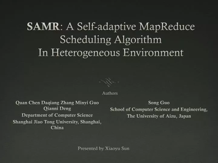 samr a self adaptive mapreduce scheduling algorithm in heterogeneous environment