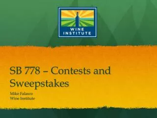 SB 778 – Contests and Sweepstakes