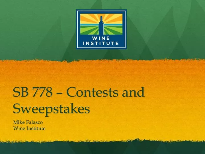 sb 778 contests and sweepstakes