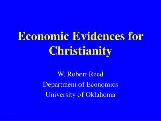 Economic Evidences for Christianity