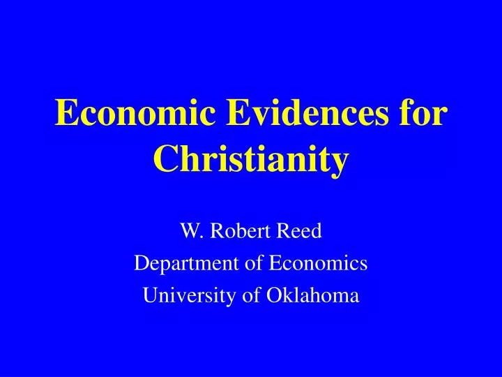 economic evidences for christianity