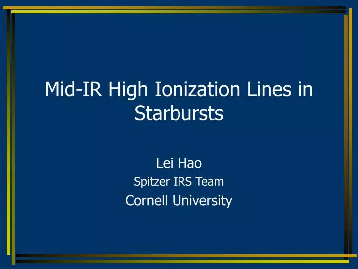 mid ir high ionization lines in starbursts